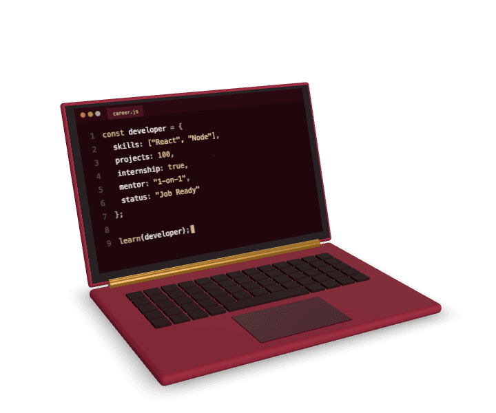 Learn Refill laptop showing JavaScript code